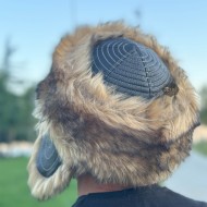 Earmuff Model Wolf Hat - Mongolian Hat | Authentic Wolf Fur Pattern Earmuff Model Wolf Hat - Mongolian Hat | Authentic Wolf Fur Pattern