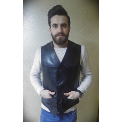 New Season Men's Leather Vest - Genuine Sheepskin, Multiple Pockets