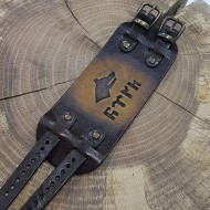 Gokturk Wolf Head Leather Bracelet: Embrace Turkic Heritage and Pride - Free Necklace Gift