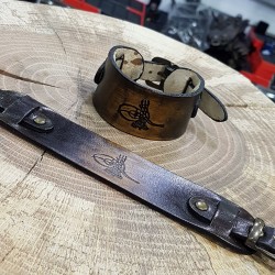 Osmanlı Tuğralı Deri Bileklik Modelimiz - Kolye Hediyeli - BK004