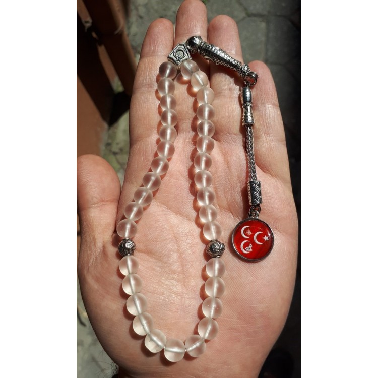 3 Hilal Kırmızı Mine Püsküllü Hakiki Doğal Taş Kuvars Tespih-22 3 Hilal Kırmızı Mine Püsküllü Hakiki Doğal Taş Kuvars Tespih-22