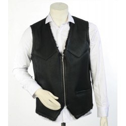 Titan Men's Leather Vest - Genuine Lamb Leather with Real Fur Lining