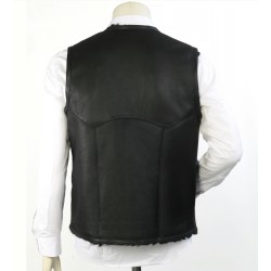Titan Men's Leather Vest - Genuine Lamb Leather with Real Fur Lining