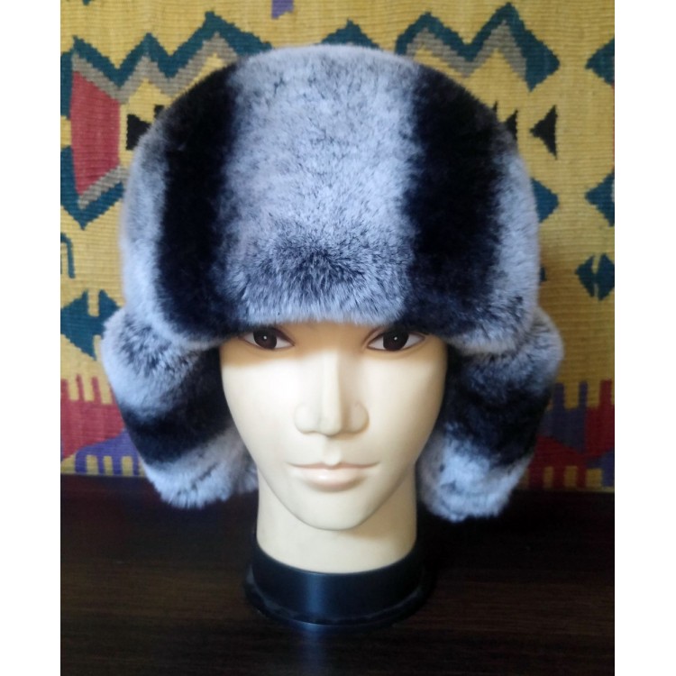 Aybike Gri Tavşan Kürklü Ushanka Kadın Deri Şapka - Derisitesi Gri tavşan kürklü, hakiki deri kadın ushanka şapka.