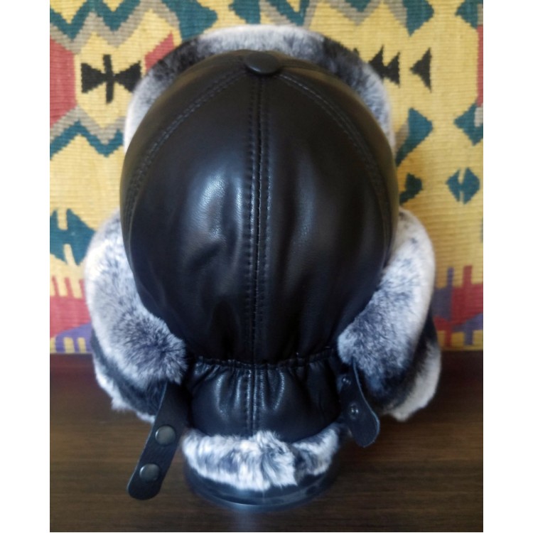 Aybike Gri Tavşan Kürklü Ushanka Kadın Deri Şapka - Derisitesi Gri tavşan kürklü, hakiki deri kadın ushanka şapka.