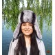 Aybike Gri Tavşan (Rex) Kürklü Kadın Deri Börk, Şapka Modelimiz - BŞ163
