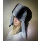 Aybike Gri Tavşan Kürklü Ushanka Kadın Deri Şapka - Derisitesi Gri tavşan kürklü, hakiki deri kadın ushanka şapka.