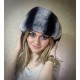Aybike Gri Tavşan (Rex) Kürklü Kadın Deri Börk, Şapka Modelimiz - BŞ163