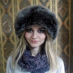 Women's Lamb Fur Leather Hat -Full Moon Grey -Warm Stylish 