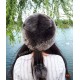 Gökçen Gri Boz Renk Kuzu Kürklü Kadın Deri Börk, Şapka Modelimiz - BŞ158