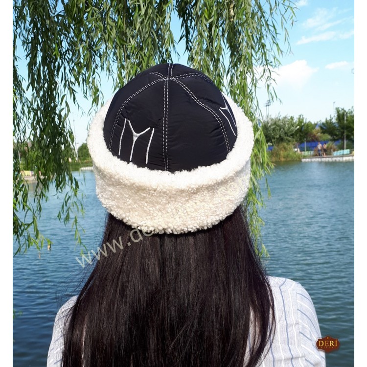 Işıl Kayı Tamgalı Kadın Deri Şapka, Börk Modelimiz - BŞ179