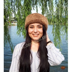 Women's Fur-Lined Leather Hat | Brown | Derisitesi