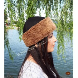 Women's Fur-Lined Leather Hat | Brown | Derisitesi