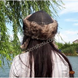 Tomris Katun Fur-Lined Leather Hat | Genuine Leather