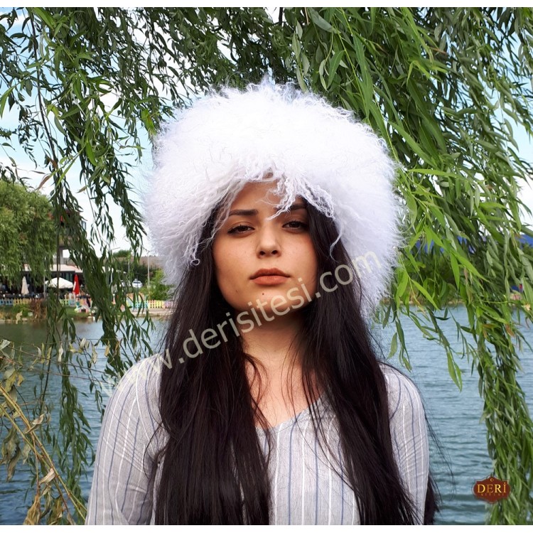 Türkmen Kızı Kadın Deri Kalpak, Şapka Modelimiz - BŞ174