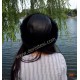 Uçkara Siyah Renk Kuzu Kürklü Kadın Deri Börk, Şapka Modelimiz - BŞ156