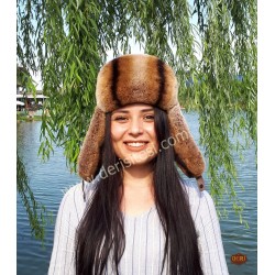 Rabbit Fur Ushanka Hat | Brown | Women's | Derisitesi