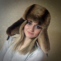 Rabbit Fur Ushanka Hat | Brown | Women's | Derisitesi