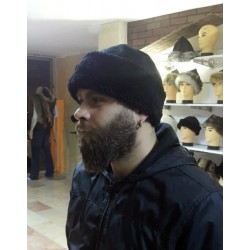 Black Winter Fur Hat - Hunter Leather Hat - Lamb Fur Hat Black Winter Fur Hat - Hunter Leather Hat - Lamb Fur Hat