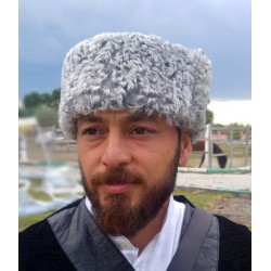 Men's Genuine Leather Grey Astrakhan Hat-Turkish Traditional Men's Genuine Leather Grey Astrakhan Hat-Turkish Traditional