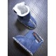 Mavi Renk Deri Bebek Patiği - Çocuk Ev Ayakkabısı - Hakiki Kuzu Kürklü