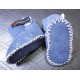 Mavi Renk Deri Bebek Patiği - Çocuk Ev Ayakkabısı - Hakiki Kuzu Kürklü