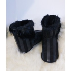 Deri UGG İçi Kürklü Ev Ayakkabısı - Bay / Bayan 