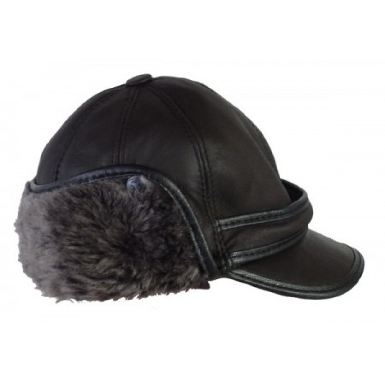 Kulaklıklı Unisex Kışlık Pilot Deri Şapka (Renk Siyah) - Ş061
