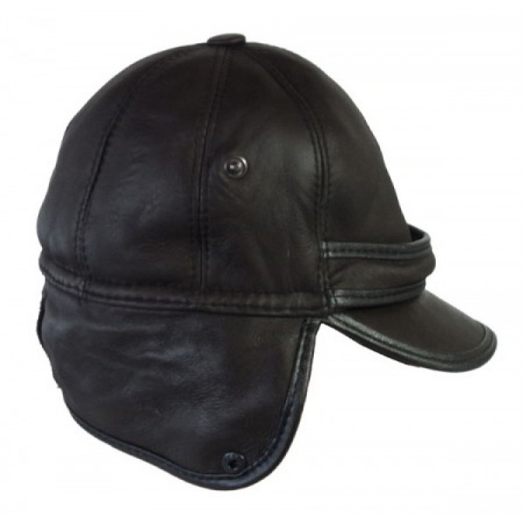 Kulaklıklı Unisex Kışlık Pilot Deri Şapka (Renk Siyah) - Ş061