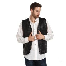 Men's Leather Vest with Genuine Sheep Fur Lining - Stylish and Insulating