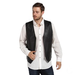 Men's Genuine Leather Vest - Zippered Classic Style - Great Christmas Gift 