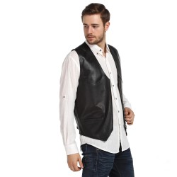 Men's Genuine Leather Vest - Zippered Classic Style - Great Christmas Gift 