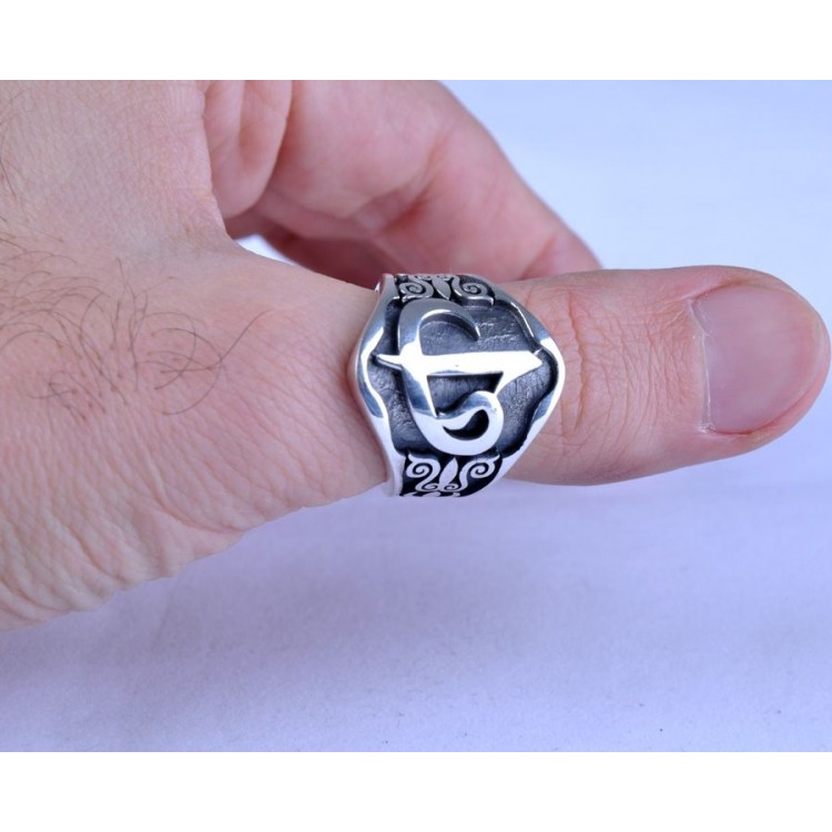 Elif Vav 925 Ayar Gümüş Zihgir Yüzük Modelimiz - Baş Parmak Yüzüğü