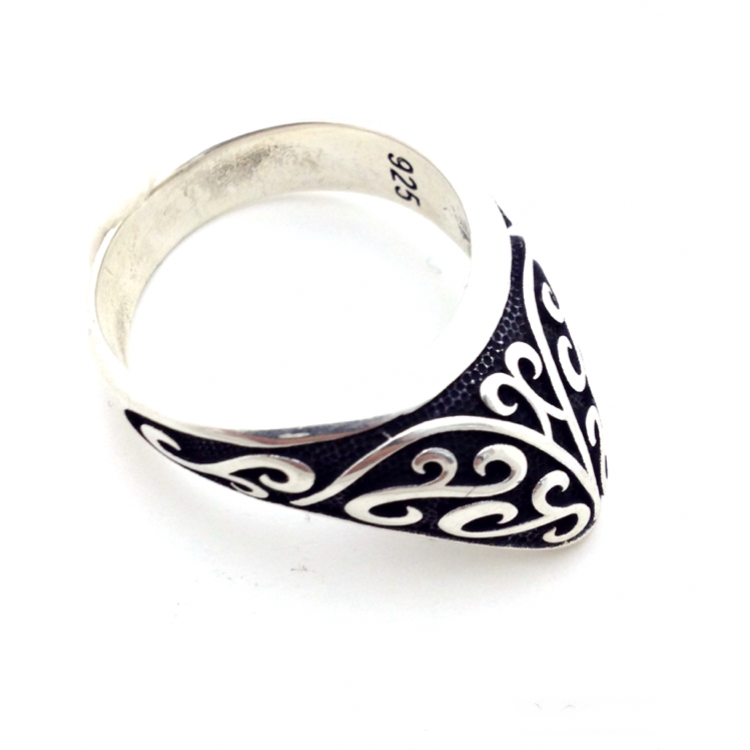 Lale Motifli 925 Ayar Gümüş Zihgir Yüzük Modelimiz - Baş Parmak Yüzüğü