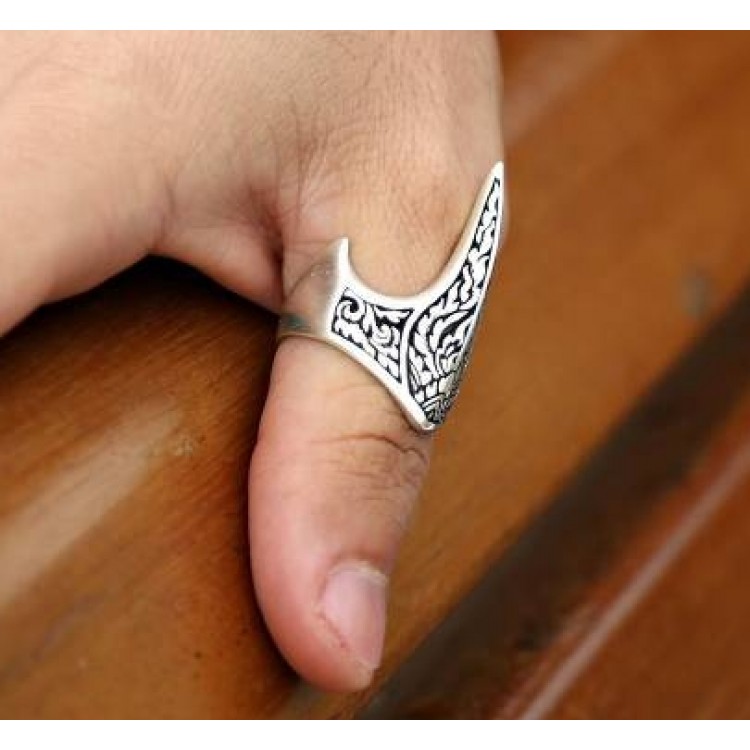 Sivri Özel Tasarım 925 Ayar Gümüş Zihgir Yüzük Modelimiz - Baş Parmak Yüzüğü
