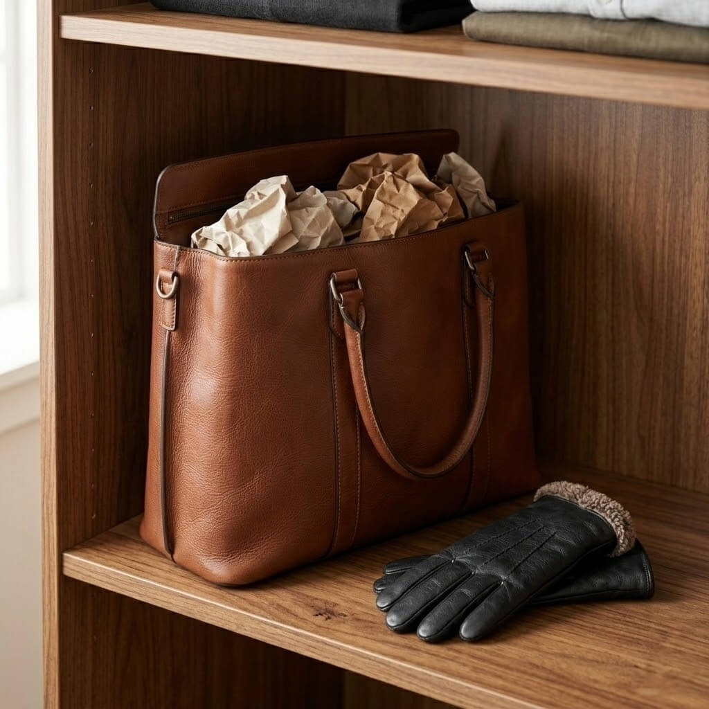 How to store leather gloves in a cotton storage bag