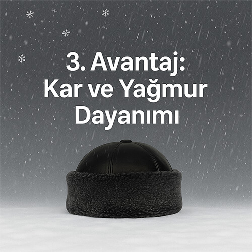 Kar ve yağmurda dayanıklı deri şapka - soğuk havalarda su geçirmeyen hakiki deri börk