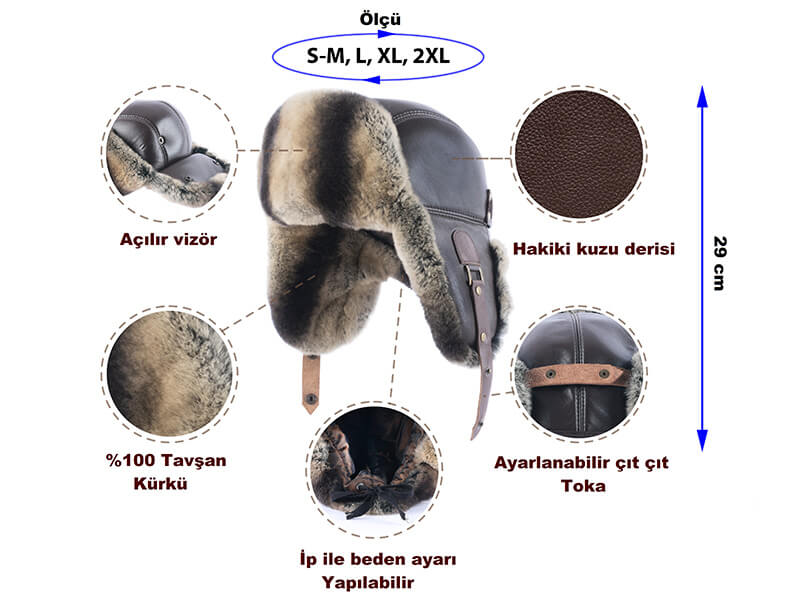 Rex tavşan kürklü Tabışgan ushanka – 2025 kışlık hakiki deri şapka modeli